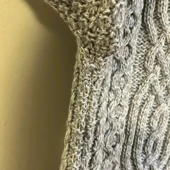 [S]Inis Crafts Merino Wool Jumper Grey Cable Knitted Roll Neck  Sweater - Picture 7 of 7